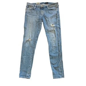 AG Adriano Goldschmied Legging Super Skinny Distressed Ripped Jeans size 31 31R